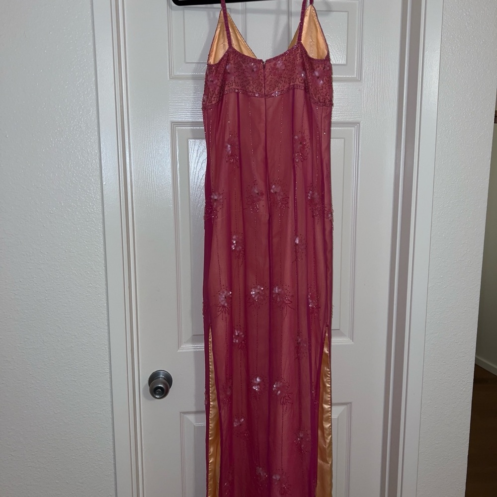 Vintage 90’s Papéll Boutique Evening Gown, Pink Silk Embellished Dress (size 8) - Picture 4 of 13